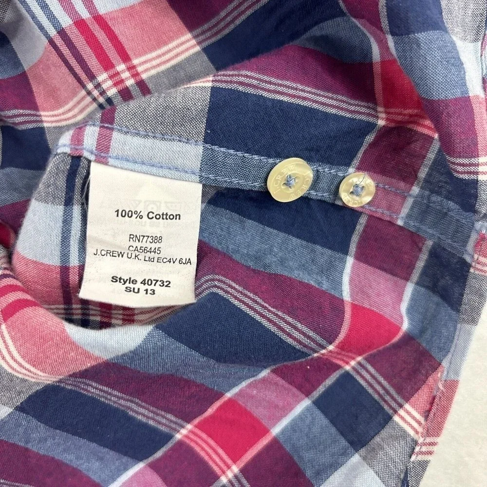 J. Crew mens shirt Summer Plaid M‎ Button Down Long Sleeve Tartan Plaid Cotton